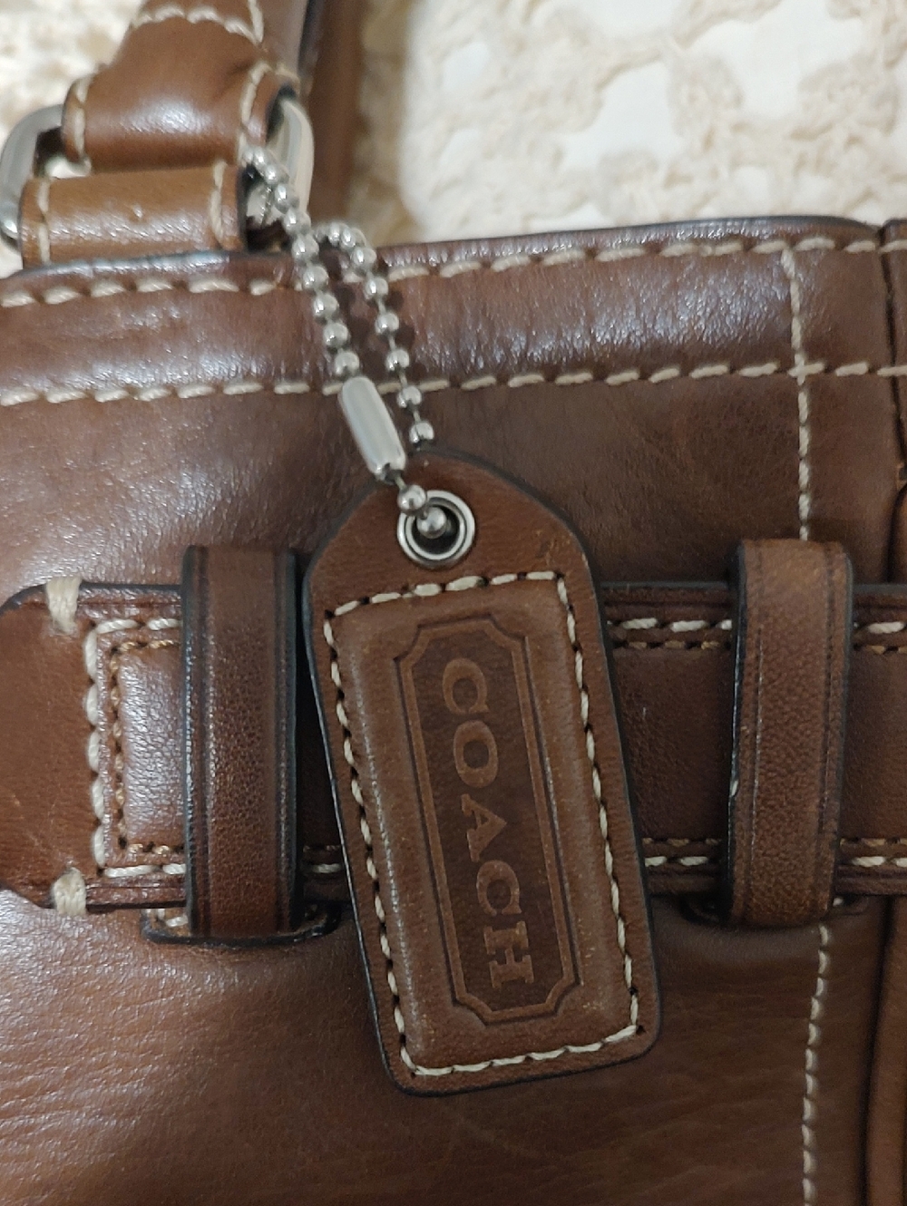 Coach Brown Leather Satchel with Signature Hardware - Picture 10 of 10